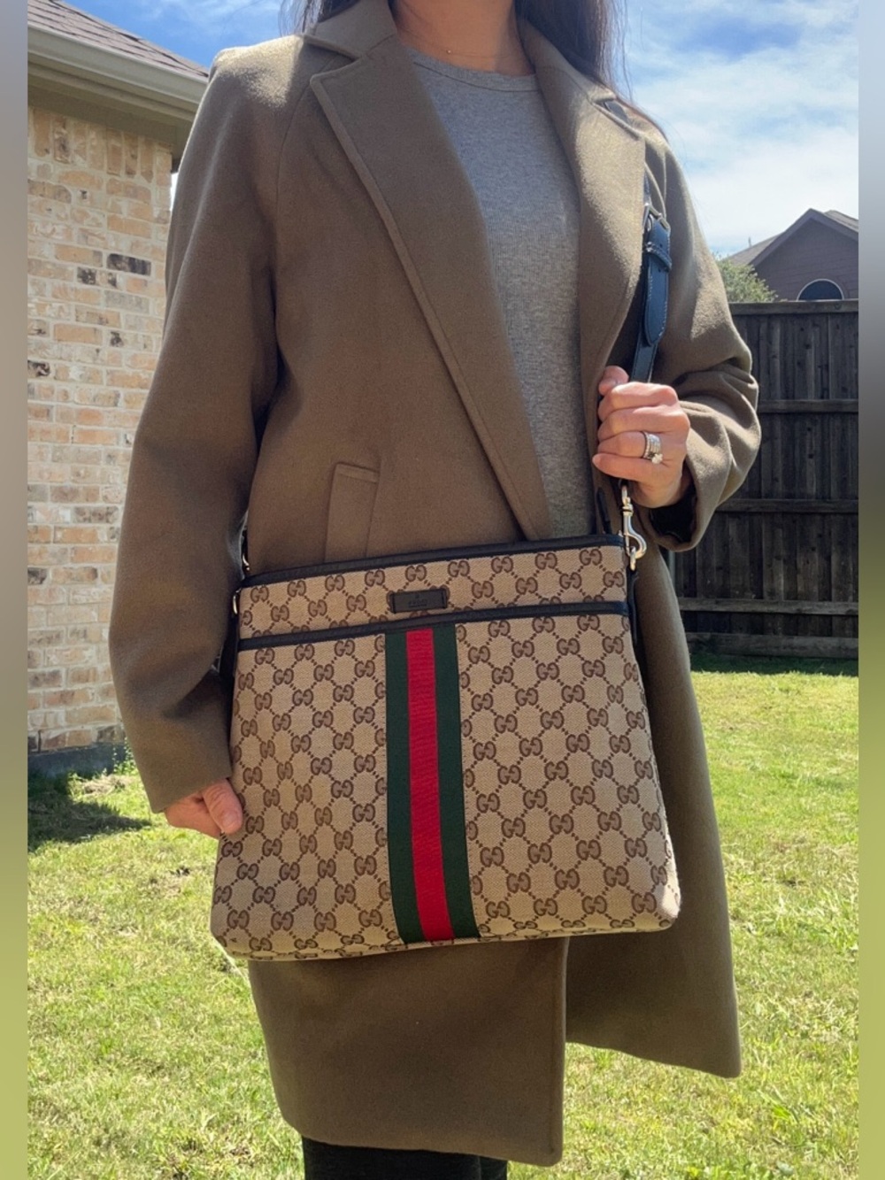 Gucci GG Canvas Sherry Line Shoulder/Crossbody Bag